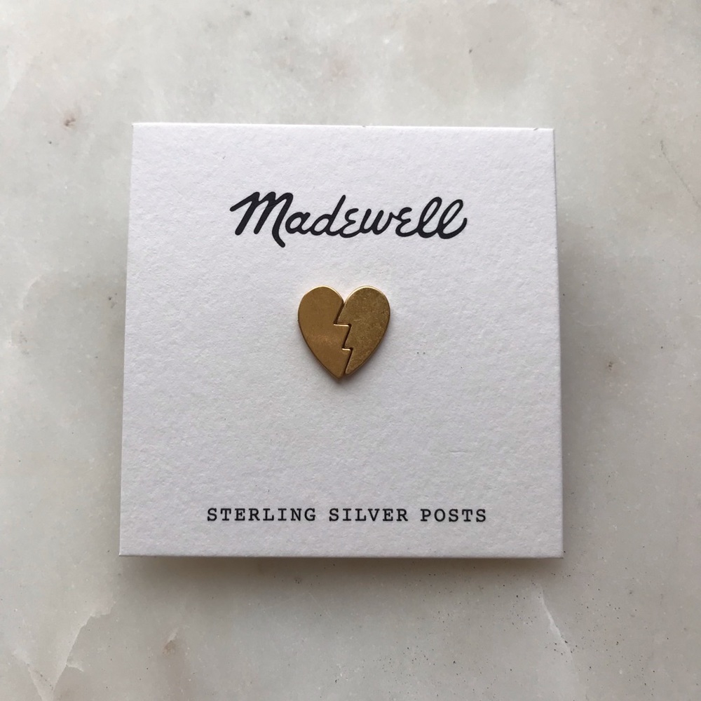 Madewell gold broken heart stud earrings - Picture 1 of 3